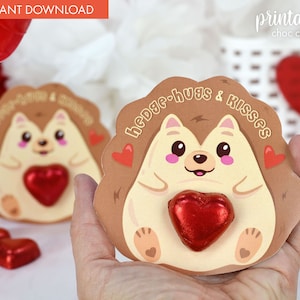 Druckbare Valentinstag Igel Schokolade Karte | Klassenkameraden Geschenk |  Kleines Geschenk zum Valentinstag | Klassenzimmer Geschenk | Kinder Geschenk | Freund Geschenk