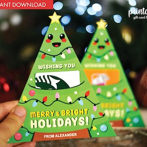 Portatarjetas de regalo con forma de árbol de Navidad imprimible / Portatarjetas de Navidad / Regalo de Navidad para maestros / Regalo para empleados / Regalo para compañeros de trabajo
