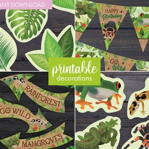 Reptile Party Printable Decorations | Reptile Party Decor | Printable Decorations for Reptile Birthday Party | Bunting | Signs | Decorations