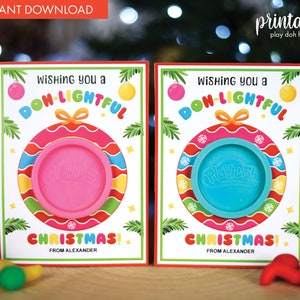 Karta podarunkowa z bożonarodzeniową bombką Play Dough | Wydrukowane prezenty świąteczne dla klasy | Prezent bez słodyczy | Mały prezent DIY Play Dough Mini prezent Upominek dla klasy