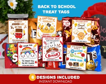 Gepersonaliseerde Back to School-traktatietags: studentencadeau (pdf-download, US Letter-formaat)