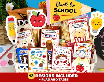 Afdrukbare cadeaukaartjes met waardering voor leraar: Back to School-snoep (pdf-download)
