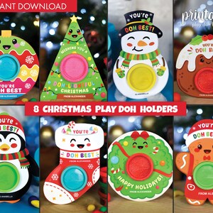 Weihnachten Knetmasse Halter | Printable Ferien-Klasse Geschenke | Enthalten sind 8 Designs | Nichtsüßigkeitsgeschenk | Kleines Geschenk Knetmasse Klassenzimmer Favor