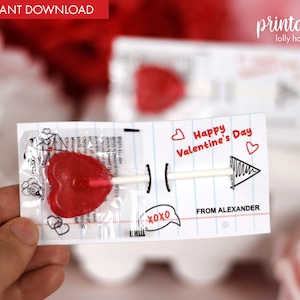 Kinder Valentinstag druckbare Lollipop Etiketten | Klassenkameraden Geschenk | Valentinstag Lolly Anhänger | Klassenzimmer Geschenk | Lollipop Halter | Herzpfeil