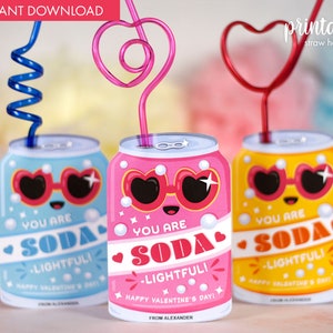 Valentinstag Geschenk Crazy Straw Tags zum Ausdrucken | Klassenkameraden Geschenk |  Valentinstag Strohhalm Halter | Klassenzimmer Geschenk | Kinder Geschenk