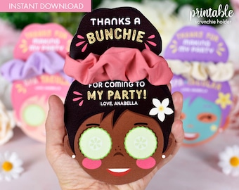 Printable Scrunchie Holder Spa Party Favor | Pamper Party | Slumber Party | Girls Birthday Party Favor | Scrunchie Holder | 3 Skin Tones