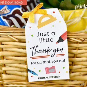 Printable Teacher Appreciation Gift Tags | Teacher Appreciation Week Gift Tags | Labels for Teacher Gift | Supplies Tag