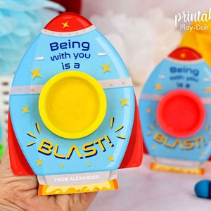 Knetkarte Valentinstag Geschenkkarte | Klasse Geschenk für Klasse | Nichtsüßigkeitsgeschenk für Kinder | Kleines Geschenk Rocket DIY Knete Klassenzimmer Favor