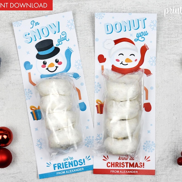 Donut Snowman Printable: Christmas Treat Holder (PDF & PNG)