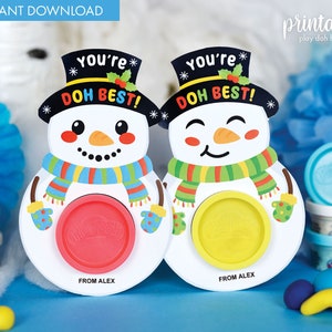 Weihnachten Knetehalter Schneemann | Printable Ferien-Klasse Geschenke | Nichtsüßigkeitsgeschenk | Kleines Geschenk Schneemann DIY Knete Klassenzimmer Favor