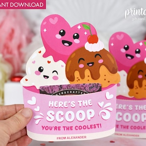Porta carte regalo stampabili per San Valentino / Porta carte regalo per San Valentino con gelato / Regalo per insegnanti / Regalo per dipendenti / Regalo di San Valentino