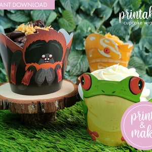 Reptile Party  Cupcake Wrappers | Digital Download | Snakes Frogs Spider | Reptile Birthday Party Cupcake Wraps | Cake Decoration Printables