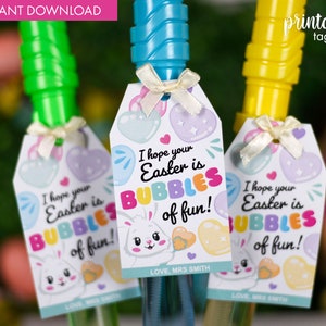 Easter Bubble Wand Tags | Printable Class Mates Gift | Bubble Wand Labels | Classroom Favor | Non Candy Easter Gift