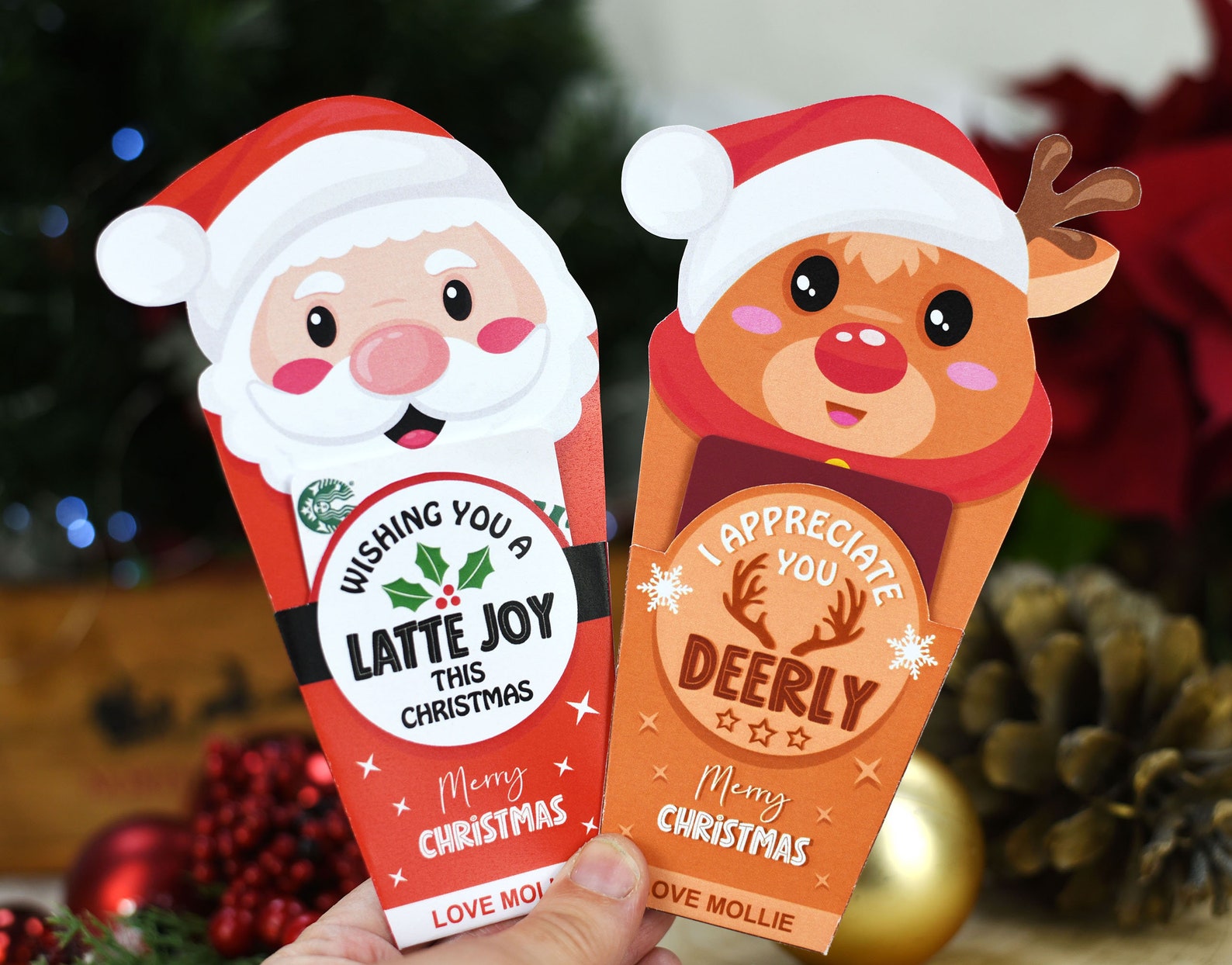 Christmas Gift Card Holder | Printable Christmas Coffee Gift Card ...