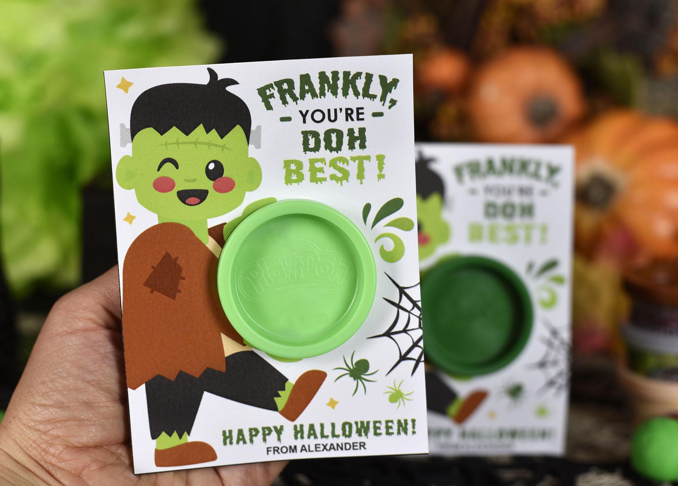 Printable Frankenstein Halloween Play Dough Holder: Classroom Gift