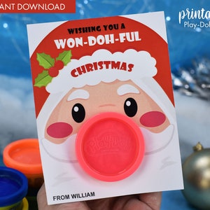 Knet-Weihnachtsgeschenk-Karte | Printable Class Weihnachtsgeschenke | Nichtsüßigkeitsgeschenk | Kleine Geschenk Santa DIY Knete Mini Geschenk Klassenzimmer Gunst