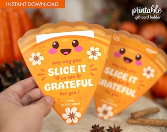 Thanksgiving Gift Card Holder Appreciation Gift | Printable Pumpkin Pie Gift Card Holder | Teacher Gift | Employee Gift | Thanksgiving Gift