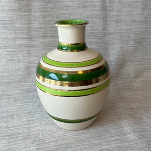 Vintage Green and Gold Italian Stripe Vase Rosenthal Netter
