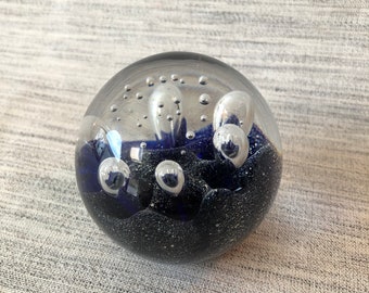 Murano Glass Exploding Galaxy Paperweight with Controlled Bubbles