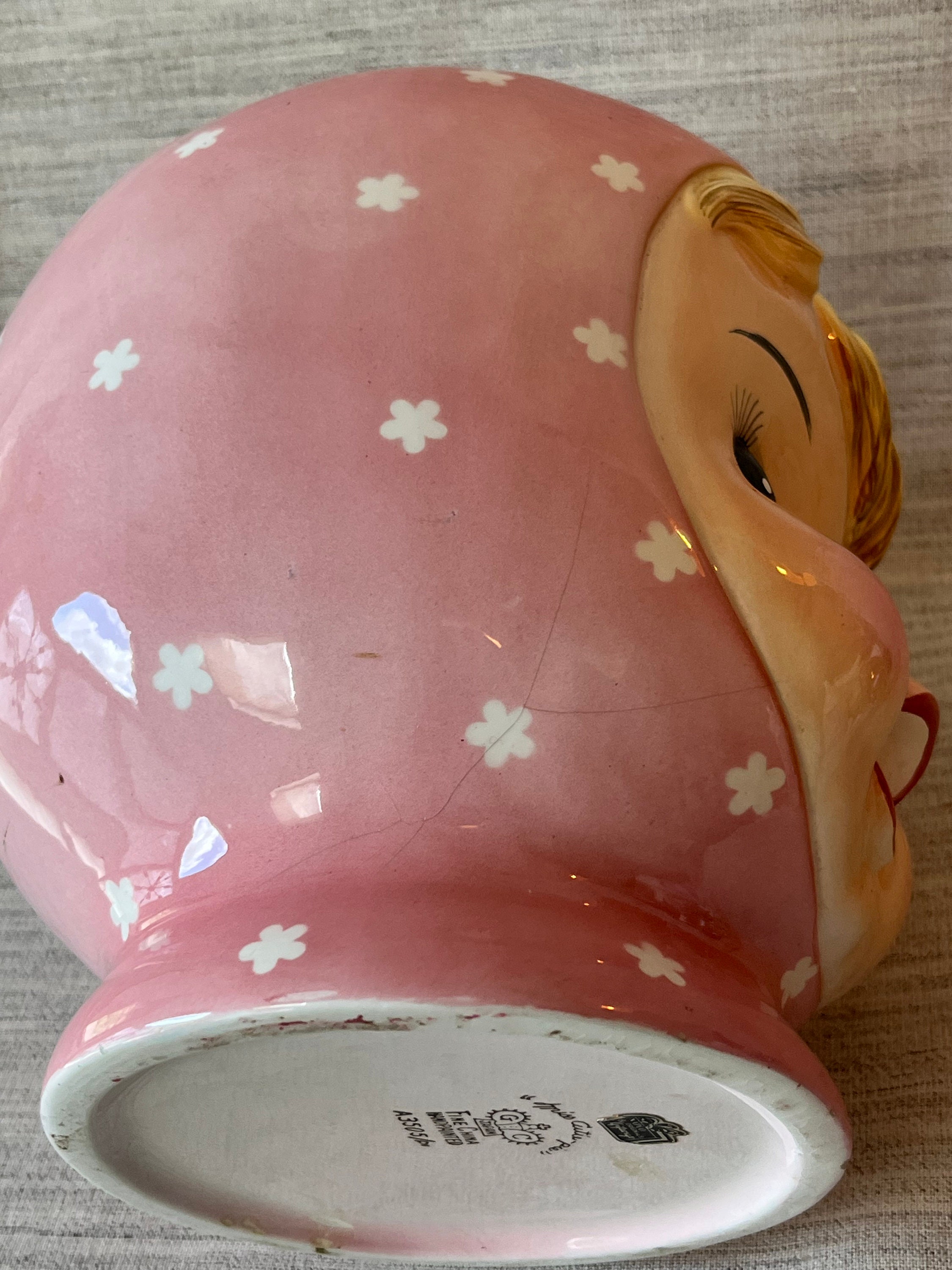 Pot à Biscuits Vintage Napco Miss Cutie Pie - Rose - Porcelaine - Japon - État Excellent - Occasion