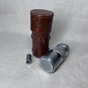 Vintage Canon 135 mm Lens in Leather Case