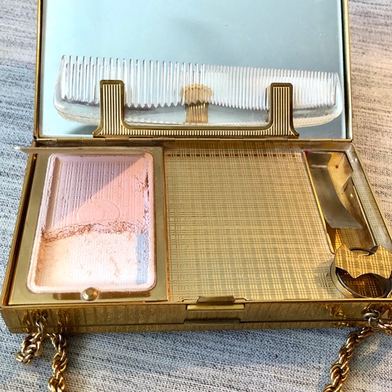 1950s Gold Tone Evans Jeweled Evening Compact Pur… - image 5
