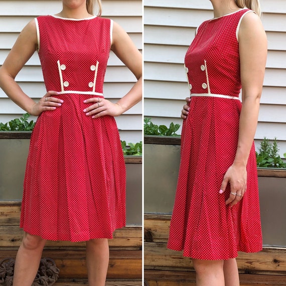 Red Swiss Dot Vintage Dress