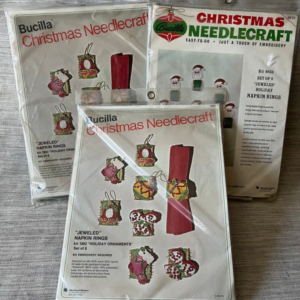 Bucilla Christmas Needlecraft Napkin Rings Kit