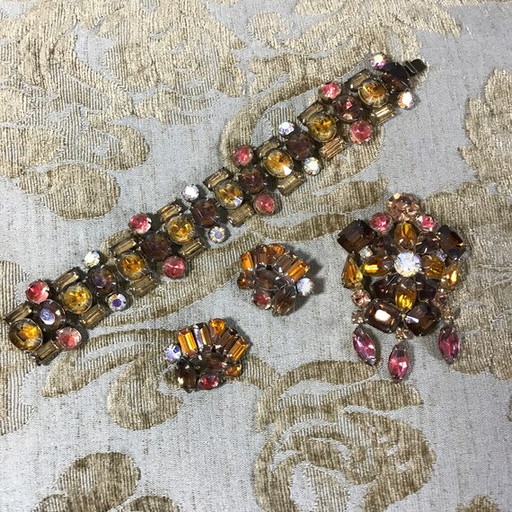 Vintage Kramer Cocktail Brooch, Bracelet and Earri