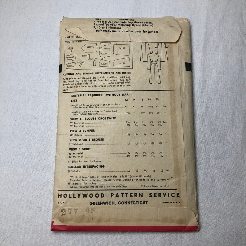 1940s Hollywood Pattern 1524 Etsy 1940s Hollywood Pattern 1524 Etsy
