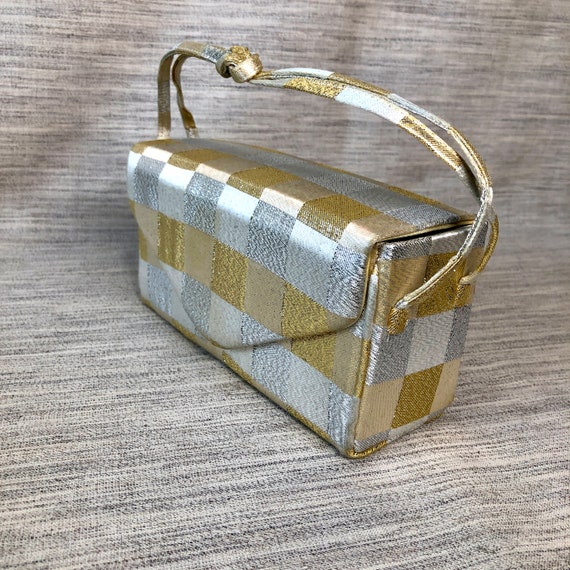 Metalic Plaid Evening Box Purse - image 5