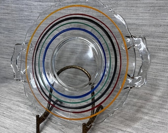 Anchor Hocking Banded Rings Cake Plate