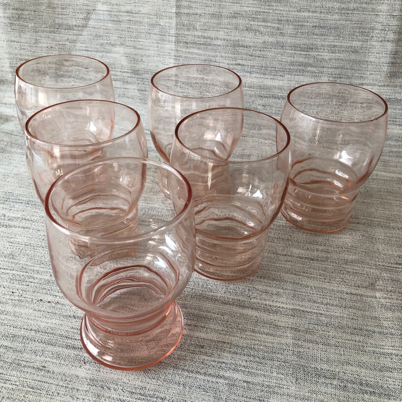 Pink Depression Glass Tumblers Optic Etsy