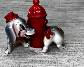 Vintage ArtMark Weiner Dog Salt & Pepper with Sugar Bowl Hydrant