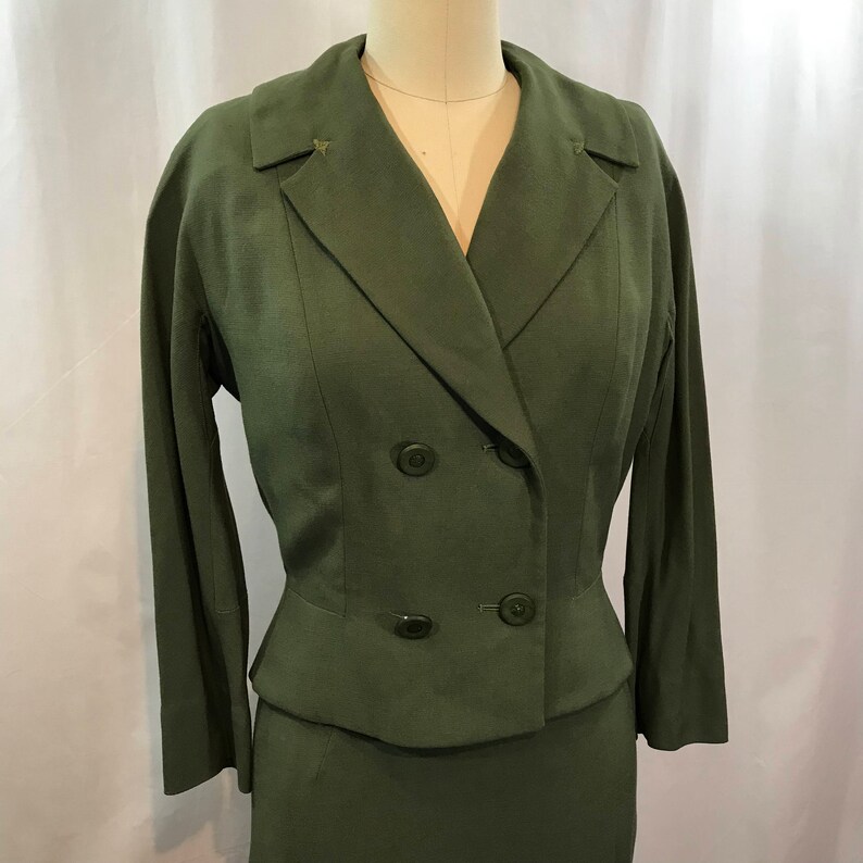 Vintage Moss Green Fitted Suit by Glenhaven | Etsy
