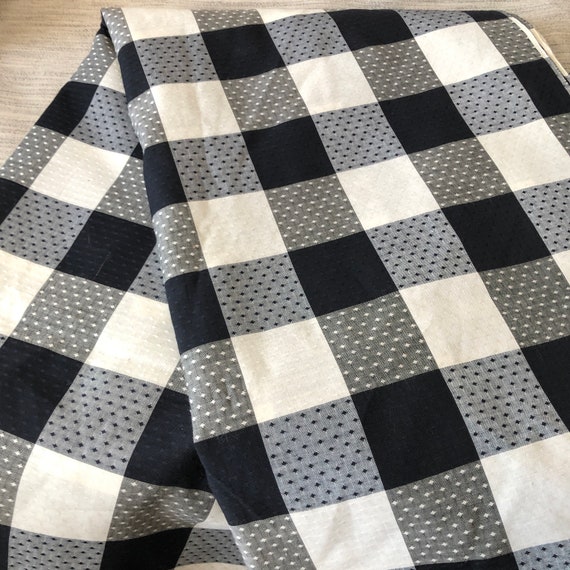 Vintage Giant Gingham Black and White Check Fabric - Etsy