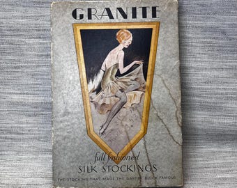 Granite Full Fashioned Silk Stocking Box - EMPTY