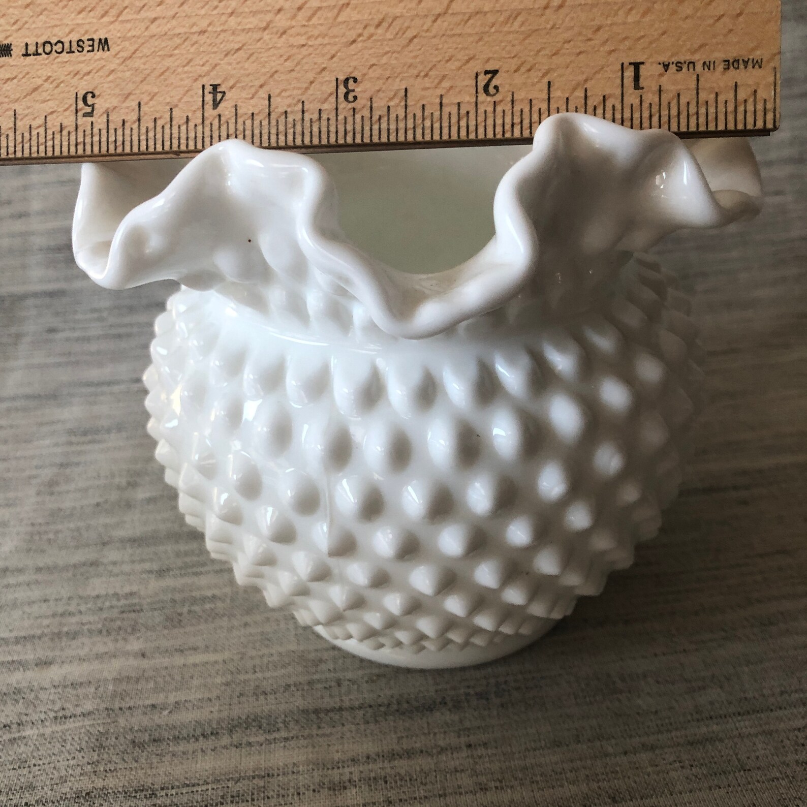 Double Ruffle White Hobnail Vase Etsy