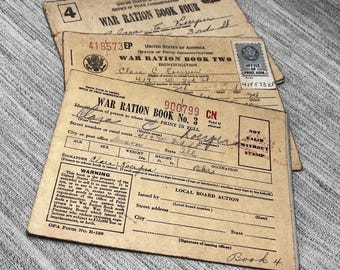 3 WW2 Rations Books One, Two and Three