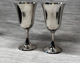 Pair of Birmingham Sterling Silver Water Goblets