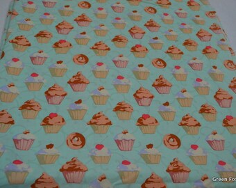 Cupcakes in Aqua by Martha Negley for Rowan Fabrics by the yard