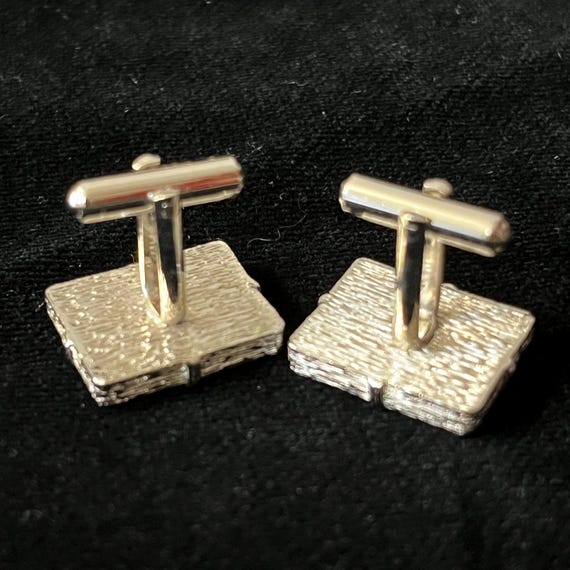 Rectangular Vintage Cuff Links with Inset Stone - image 6