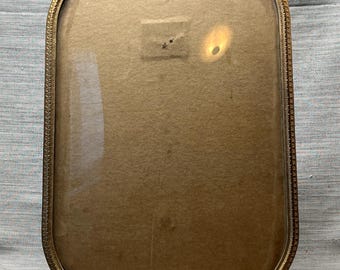 Vintage Gold Tone Large Bubble Glass Picture Frame
