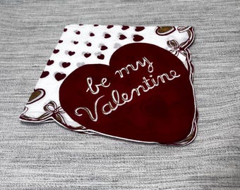 Vintage Be My Valentine Scalloped Edge Hankie