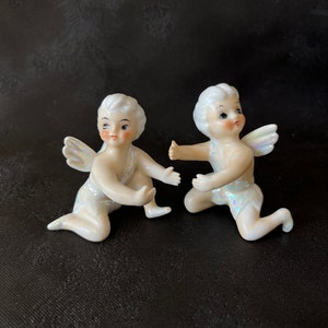 1950s Winged Pixie Candle Huggers Opalescent