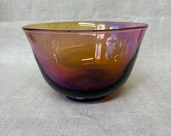 Kosta Sweden Glass Bowl in Amethyst & Amber