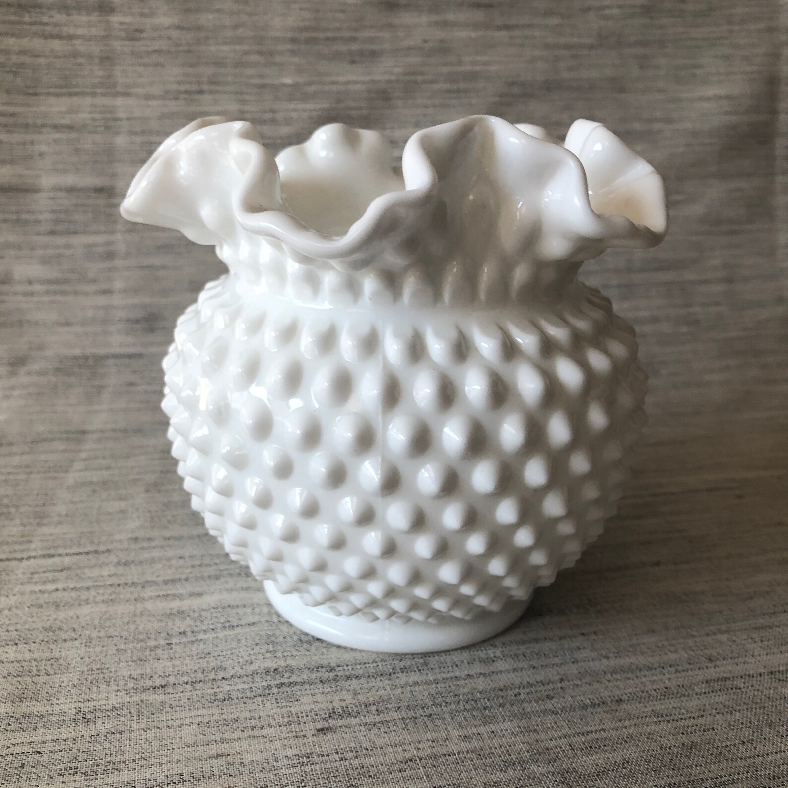Double Ruffle White Hobnail Vase Etsy
