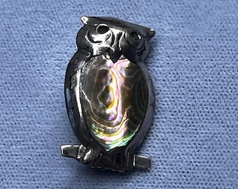 Vintage Taxco Sterling Owl with Mother of Pearl Belly
