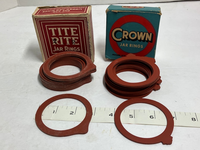 2 Antique Boxes of Tite Rite and Crown Jar Rubbers image 1