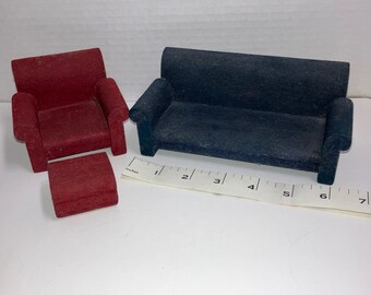 Wood Doll House Couch and Chair Set